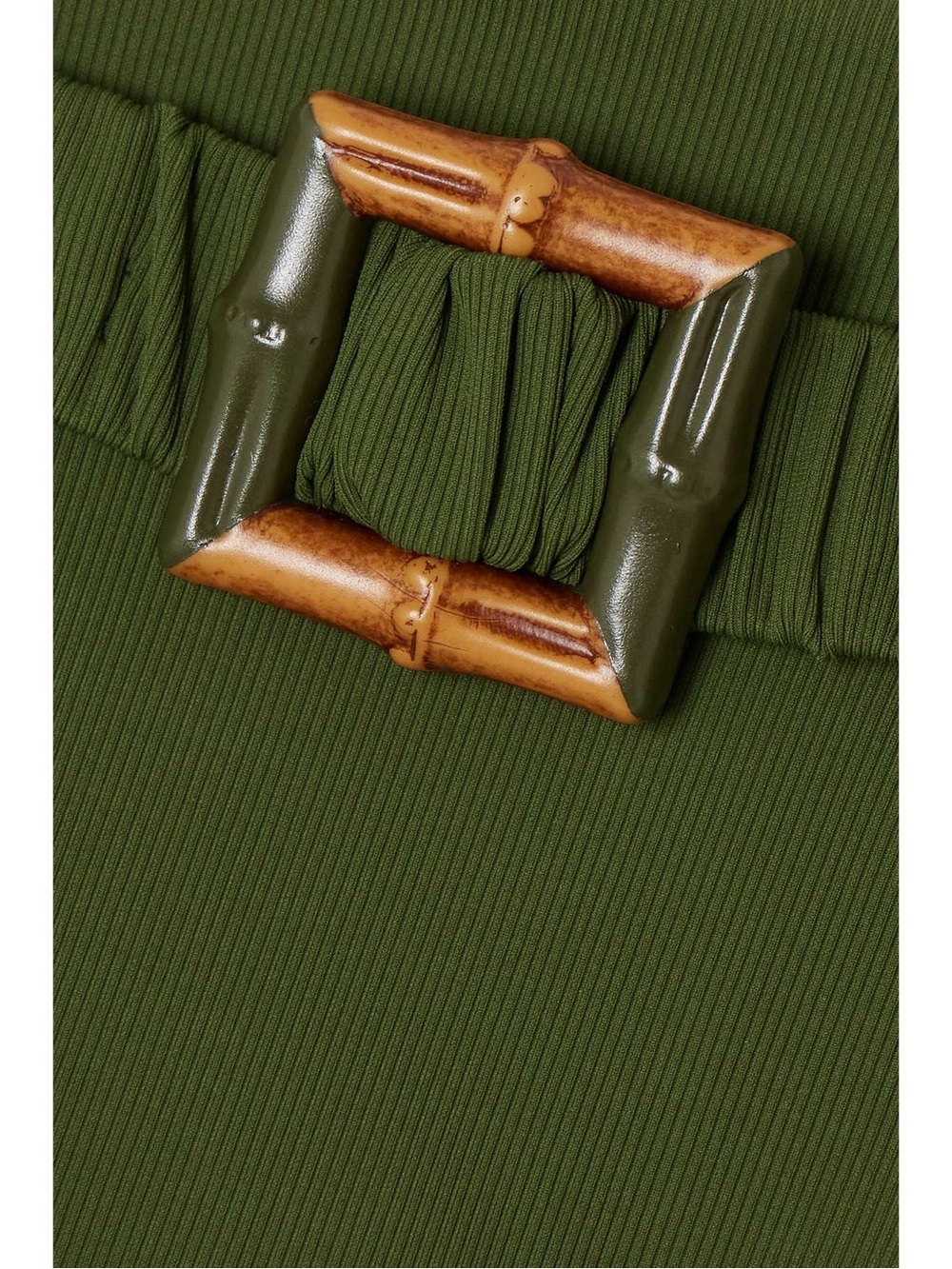 Olive High-Waist Bandeau Bikini Set with Knotted Halter - Picture 6 of 9